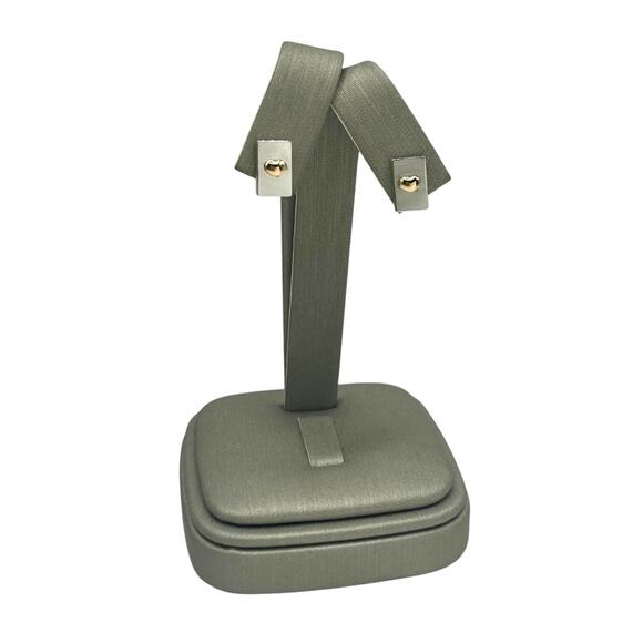 14K Two-tone Yellow Heart Rectangle Earrings (13542) - Picture 4 of 4